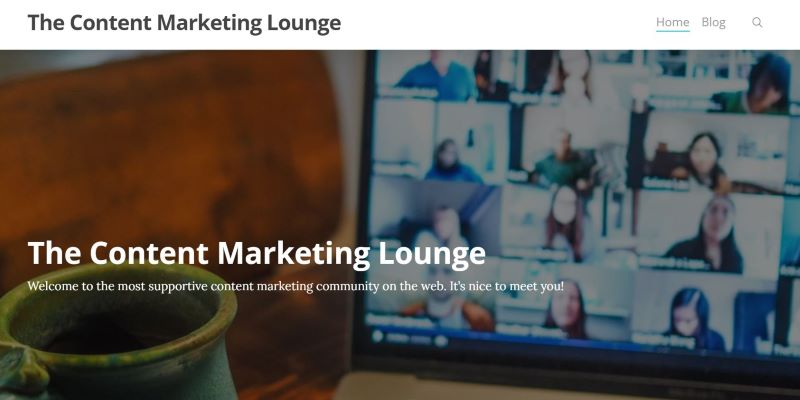An overview of The Content Marketing Lounge Marketing Community's main page