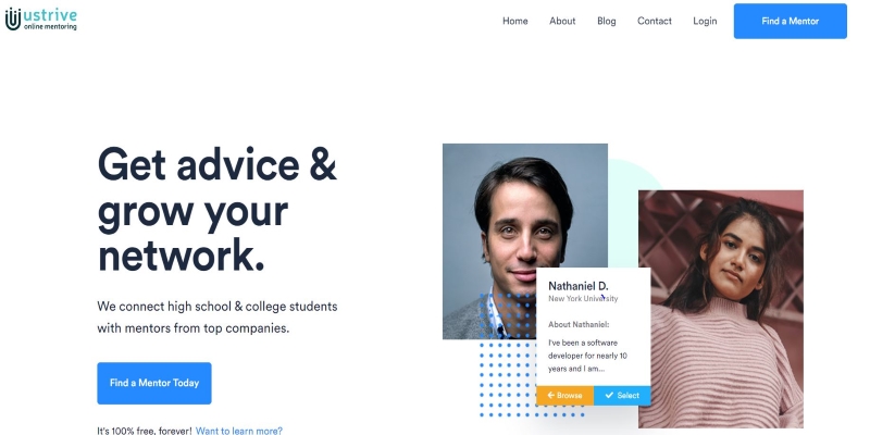 An overview of Ustrive's online Mentoring Platform