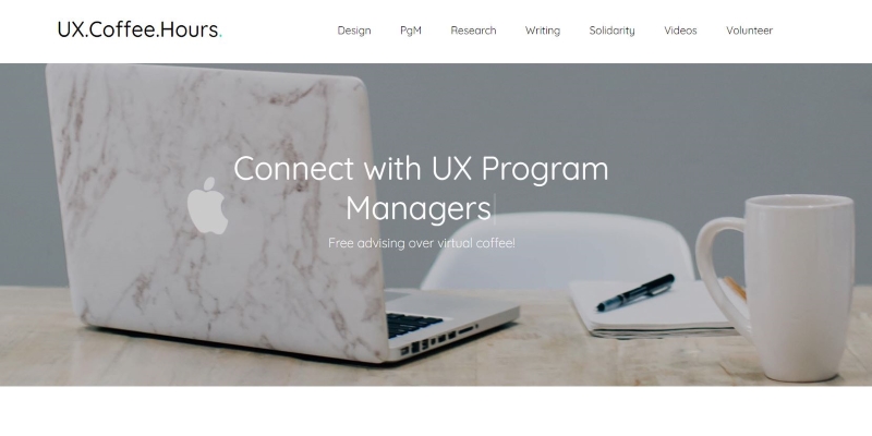 An overview of Ux.Coffee.Hours' online Mentoring Platform main page