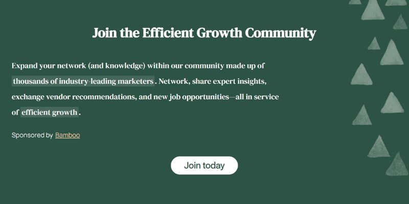 An overview of Efficient Growth Community by Bamboo main page