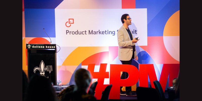 Product marketing manager on the stage 