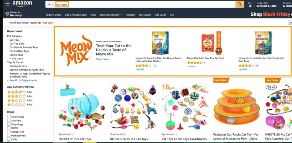 Amazon contextual marketing, recommends goods related to the cart category