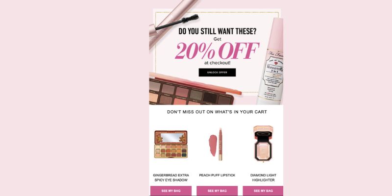 Faced Cosmetics abandonment cart emails contextual marketing