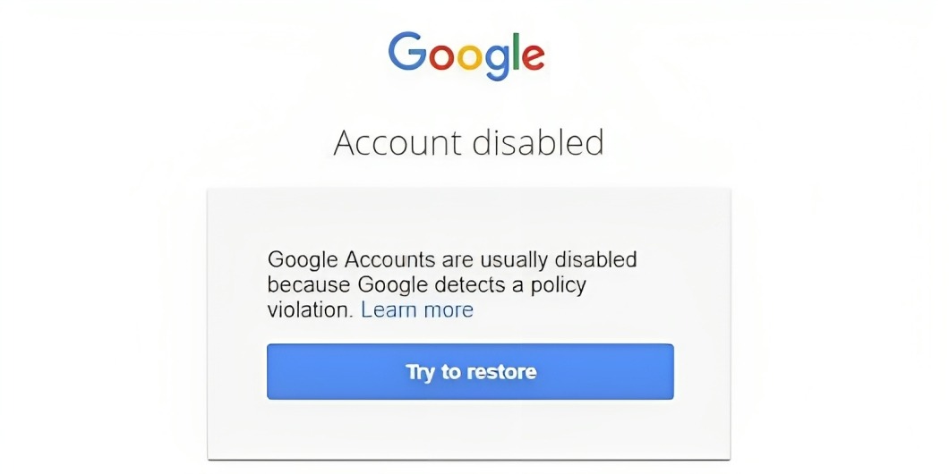 google email message for account disabled