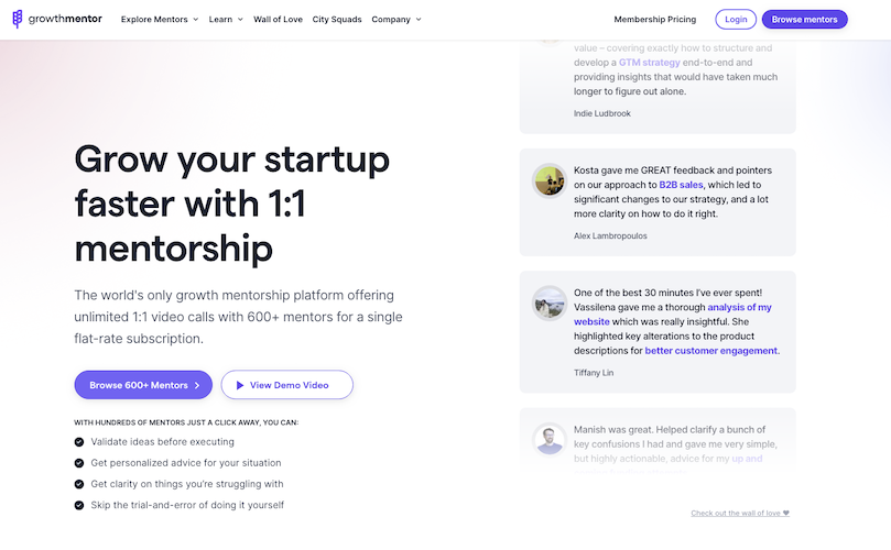 GrowthMentor Homepage