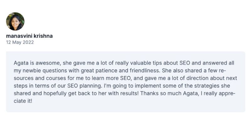 Manasvini Krishna GrowthMentor SEO Review