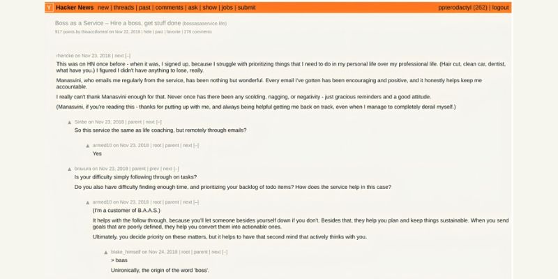YCombinator BaaS Hacker News